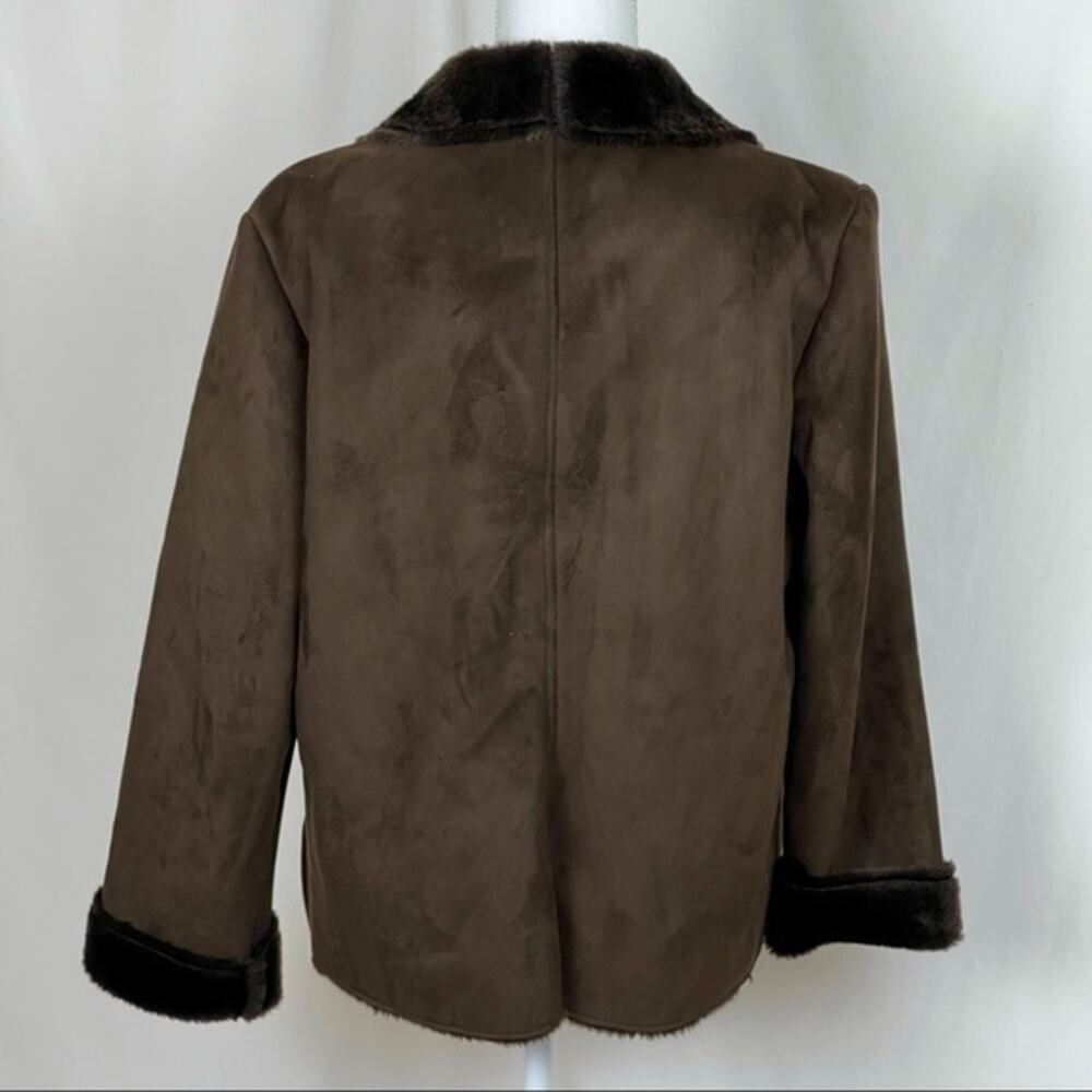 Essentials by Milano Vegan Suede & Fur Embroidered CowGirl Coat NWOT Size L - Picture 6 of 12